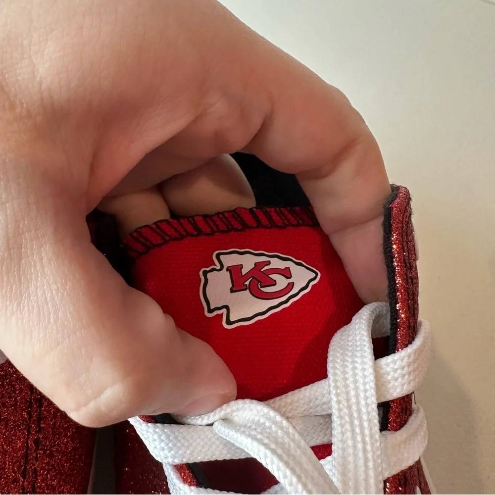 NEW Foco Kansas City Chiefs NFL Football Red Glitter Lace Up Sneakers Size 10
